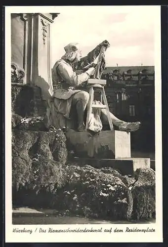 AK Würzburg, Riemenschneiderdenkmal auf dem Residenzplatz