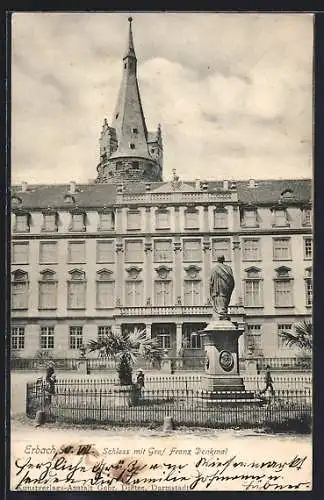 AK Erbach / Odenwald, Schloss mit Graf Franz Denkmal