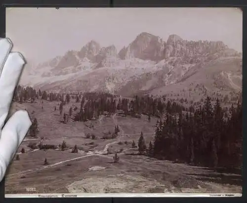 Fotografie G. Sommer, Napoli, Ansicht Rosengarten, Karrersee mit Alpenpanorama, Grossformat 25 x 20cm