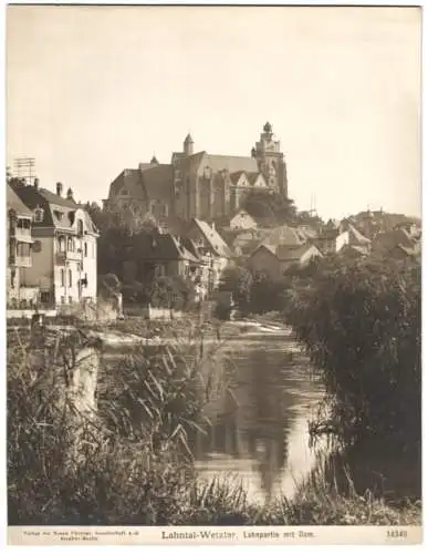 Fotografie NPG A.G., Berlin, Ansicht Wetzlar, Lahnpartie mit Blick zum Dom, Villa am Ufer, Grossformat 19 x 25cm