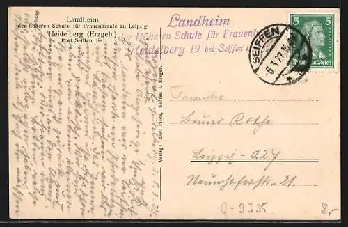 AK Heidelberg / Erzgeb., Teilansicht und Landheim mit Ahornberg im Schnee