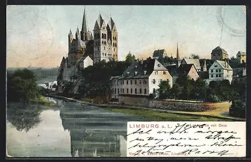 AK Limburg / Lahn, Lahnpartie mit Dom