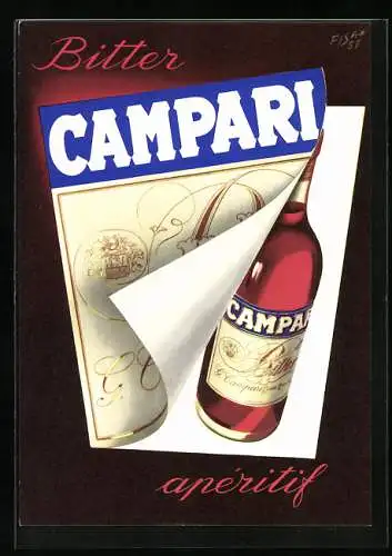 AK Reklame Campari red Bitter aperitif