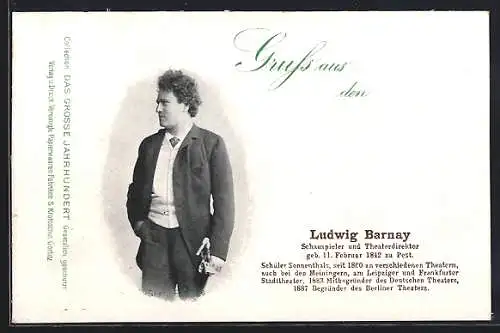 AK Schauspieler Ludwig Barnay im Anzug