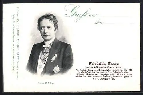 AK Schauspieler Friedrich Haase im Anzug