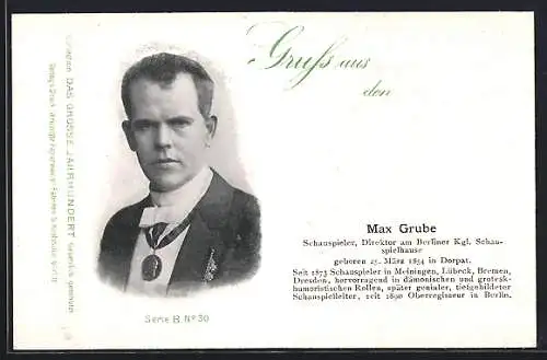 AK Schauspieler Max Grube, Portrait im Anzug