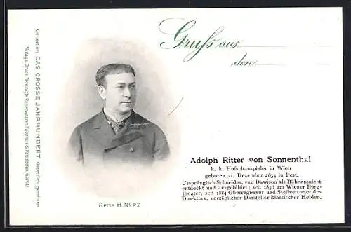AK Schauspieler Adolph Ritter von Sonnenthal