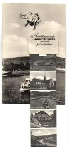 Leporello-AK Bodenwerder a. d. Weser, Dampferanleger, Münchhausen`s Geburtshaus, Jugendherberge, Klosterkirche Kemnade