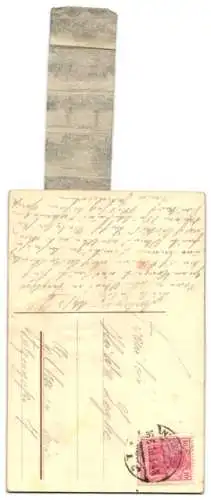 Leporello-AK Berlin, Ansichten hinterm Gewand, Reichstagsgebäude, Dom, Brandenburger Tor und Pariser Platz