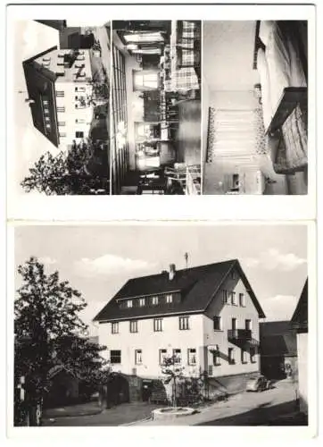 Klapp-AK Krumbach / Odenwald, Gasthaus Engel, mit Innenansichten, Inh. Fam. Schwab