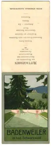 Klapp-AK Badenweiler im bad. Schwarzwald, Altes Freibad, Reklame für das Hotel Römerbad