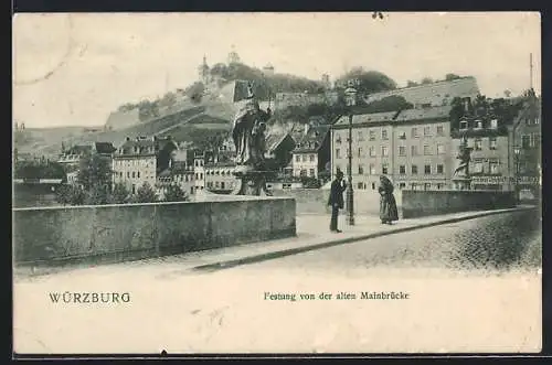 AK Würzburg, Festung von der alten Mainbrücke