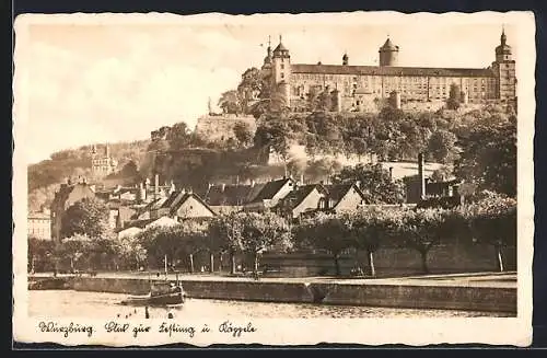 AK Würzburg, Blick zur Festung und Käppele