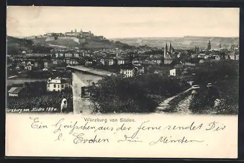 AK Würzburg, Teilansicht von Süden