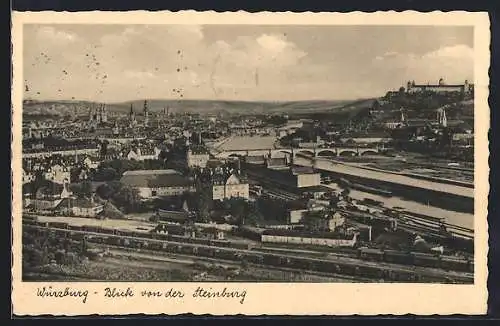 AK Würzburg, Blick von der Steinburg auf den Ort