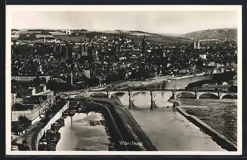 AK Würzburg, Teilansicht mit Kirche