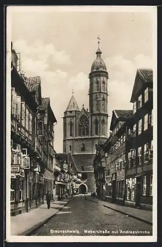 AK Braunschweig, Weberstrasse mit Andreaskirche