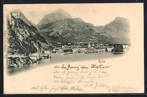 AK Riva, Stadtpanorama mit dem Gardasee im Vordergrund