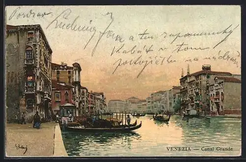 Künstler-AK Venezia, Canal Grande