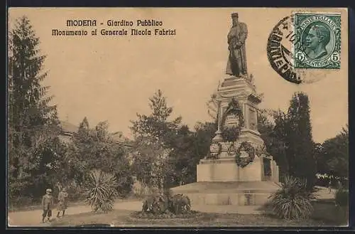 AK Modena, Giardino Pubblico, Monumento al Generale Nicola Fabrizi