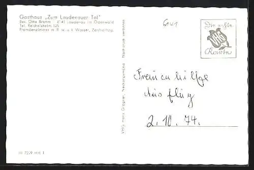 AK Laudenau im Odenwald, Gasthaus Zum Laudenauer Tal, Bes. Otto Brehm, Aussen- und Innenansicht