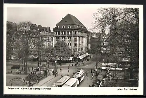 AK Düsseldorf, Albert-Leo-Schlageter-Platz mit Strassenbahn