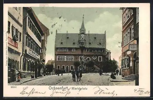 AK Ochsenfurt / Main, Marktplatz, Gasthof, Geschäfte, um 1900