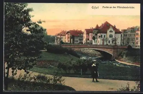 AK Erfurt, Strassenpartie an der Pförtchenbrücke