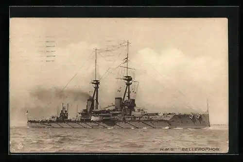 AK Kriegsschiff HMS Bellerophon auf hoher See