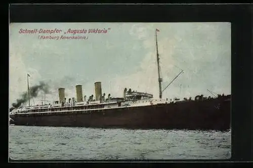 AK Passagierschiff Augusta Viktoria der Hamburg-Amerika-Linie auf See