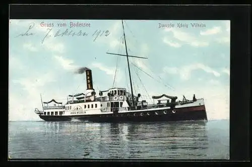 AK Dampfer König Wilhelm auf dem Bodensee