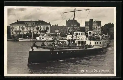 AK Lindau, Bodensee-Dampfer König Wilhelm verlässt den Hafen