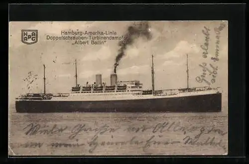 AK Passagierschiff Albert Ballin der Hamburg-Amerika-Linie