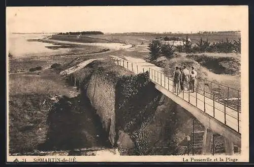 AK Saint-Martin-de-Ré, La Passerelle et la Plage