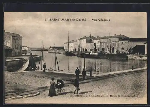 AK Saint-Martin-de-Ré, Vue générale du port avec voiliers et quais