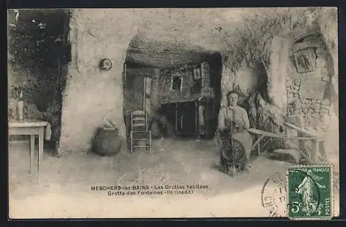 AK Meschers-les-Bains, Les Grottes habitées, Grotte des Fontaines III, Inédit