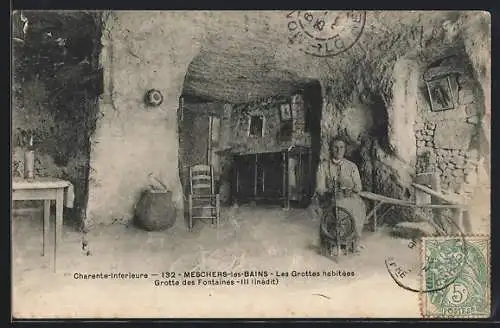 AK Meschers-les-Bains, Les Grottes habitées, Grotte des Fontaines III, inédit