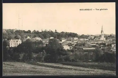 AK Mirambeau, Vue générale du village avec l`église au fond