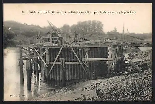 AK L`Houmée, Pont de L`Houmee, Caisson metallique pour fondation de la pile principale