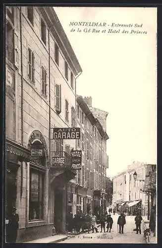 AK Montélimar, Extrémité Sud de la Gd-Rue et Hôtel des Princes