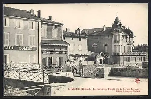 AK Chabeuil, Le Faubourg, Facade sur la Rivière La Véore, Café Combe