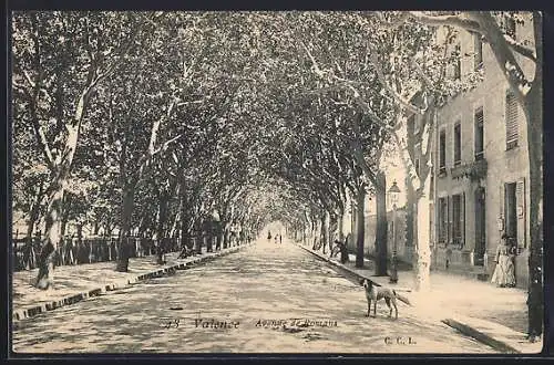 AK Valence, Avenue Victor Hugo bordée d`arbres et de bâtiments