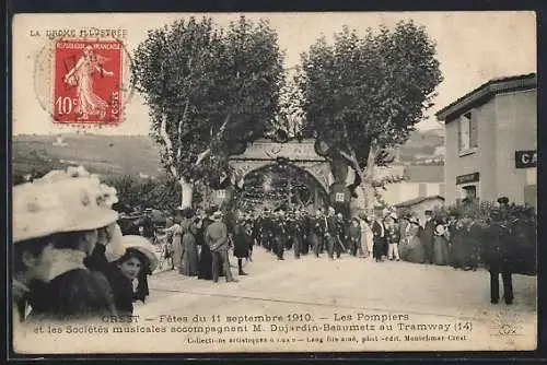 AK Crest, Fetes du 11 settembre 1910, Les Pompiers