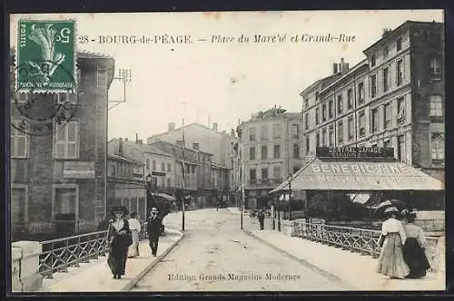 AK Bourg-de-Péage, Place du Marché et Grande-Rue