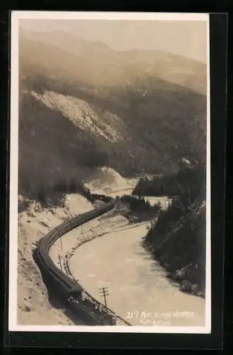 AK Train passing through the Kicking Horse Canyon