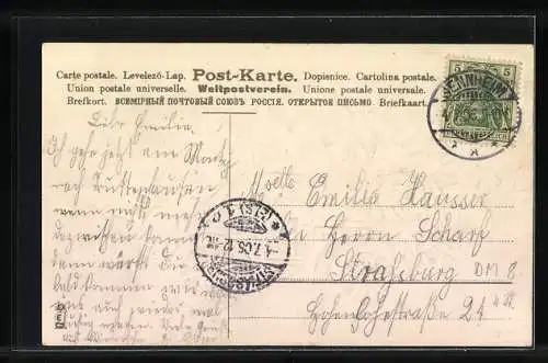 AK Auto, Kleiner Engel in einem Auto voll von Rosen