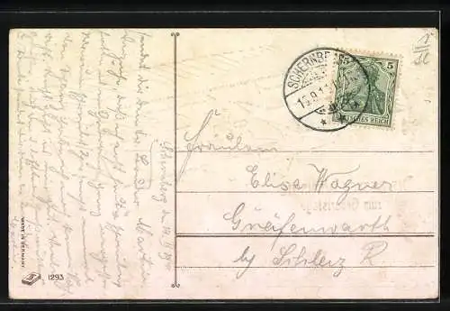 AK Mehrdecker-Flugzeug über der Landschaft