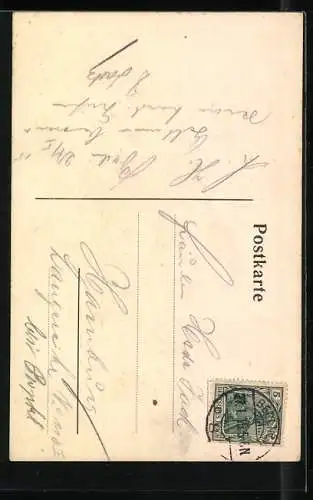 AK Scherenschnitt, Mann mit einem Hut