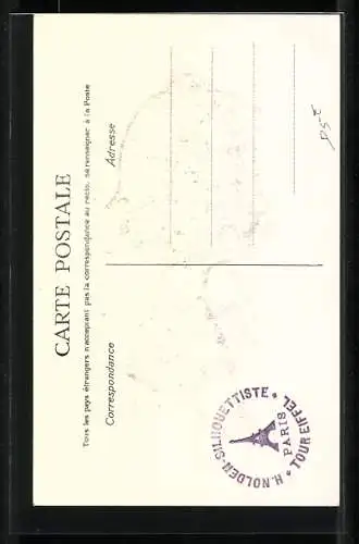 AK Scherenschnitt, Junge Frau im Profil