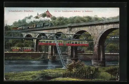 AK Wuppertal-Elberfeld, Schwebebahn an der Sonnborner Brücke